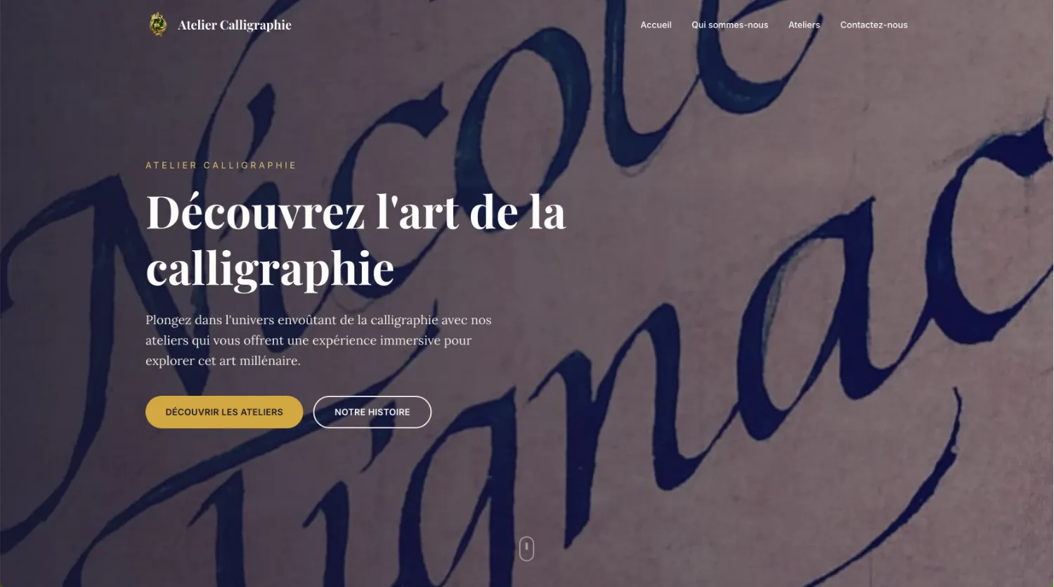 Atelier Calligraphie, site portfolio sur mesure