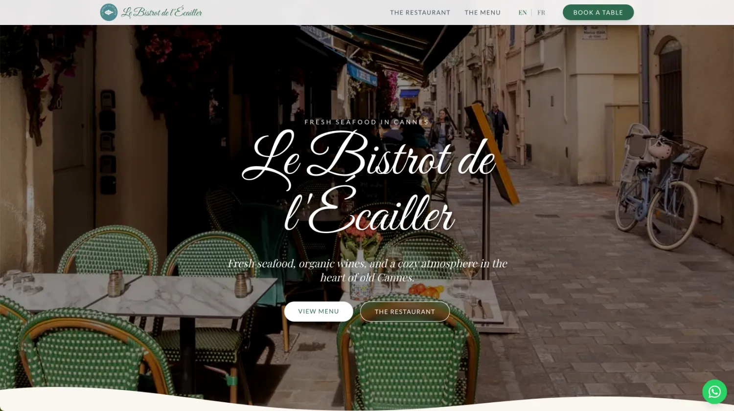 Le Bistrot de l'Écailler, site vitrine sur mesure